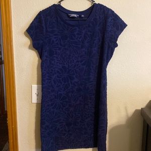 Lands' End Blue Floral Knee-length Terrycloth Dress